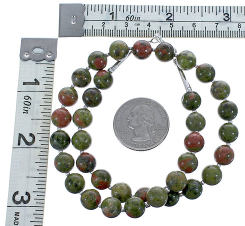 Sterling Silver Unakite Bead Necklace KX121083